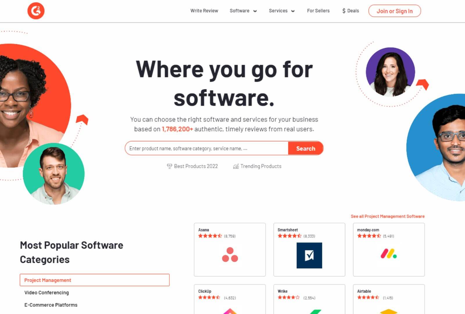 G2 platform for finding software