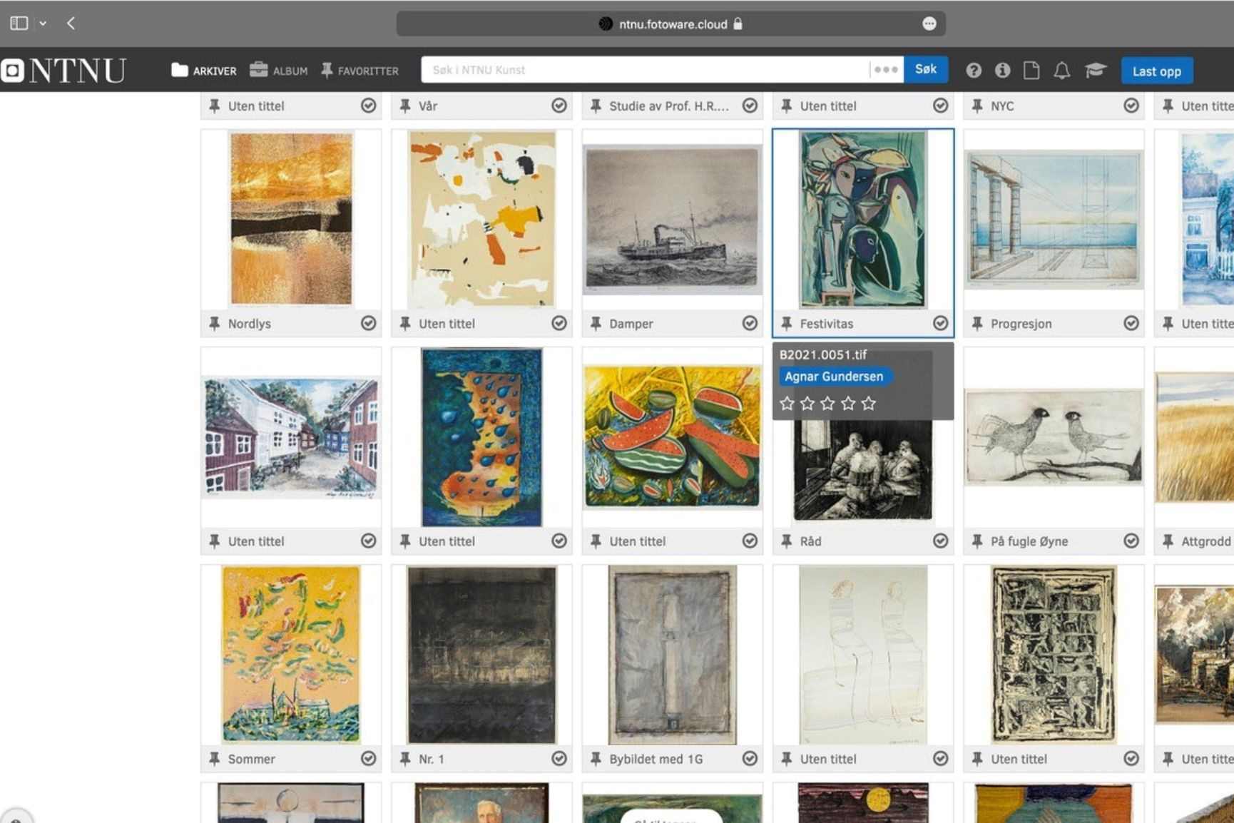 Screenshots of NTNUs Fotoware DAM
