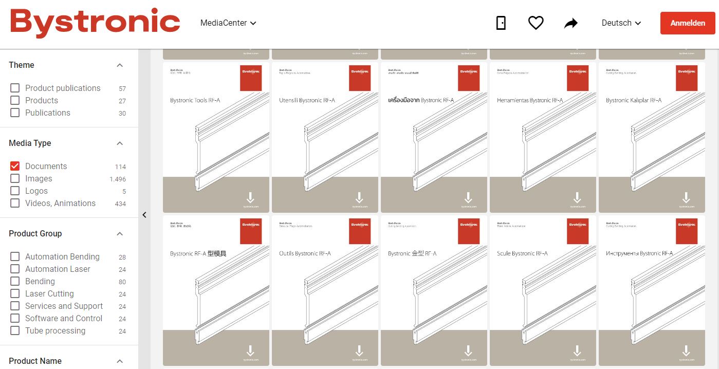 digital assets in Bystronic's MediaCenter